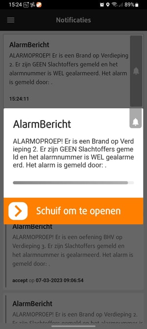 Notification receiver Alarm